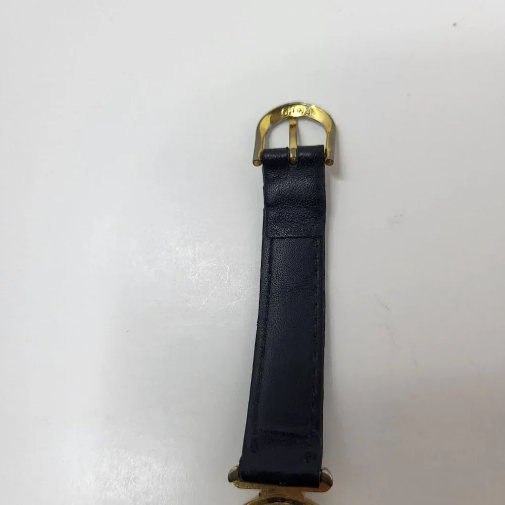 LA Express Watch Women Gold Stainless Steel Batt Black Leather‎ Band Quartz